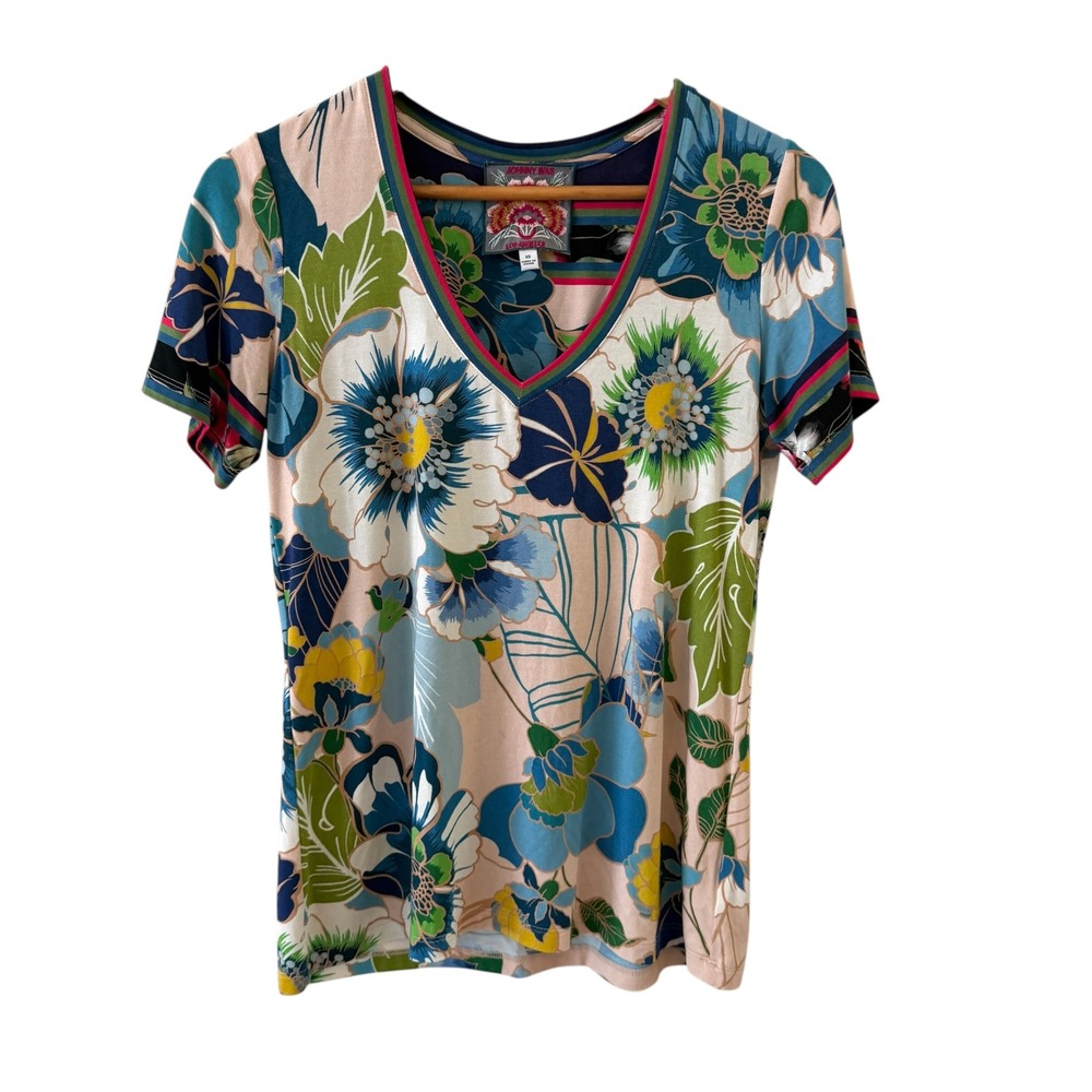 Johnny Was Janie‎ Favorite Short Sleeve Tunic Top Womens S Floral Boho Colorful